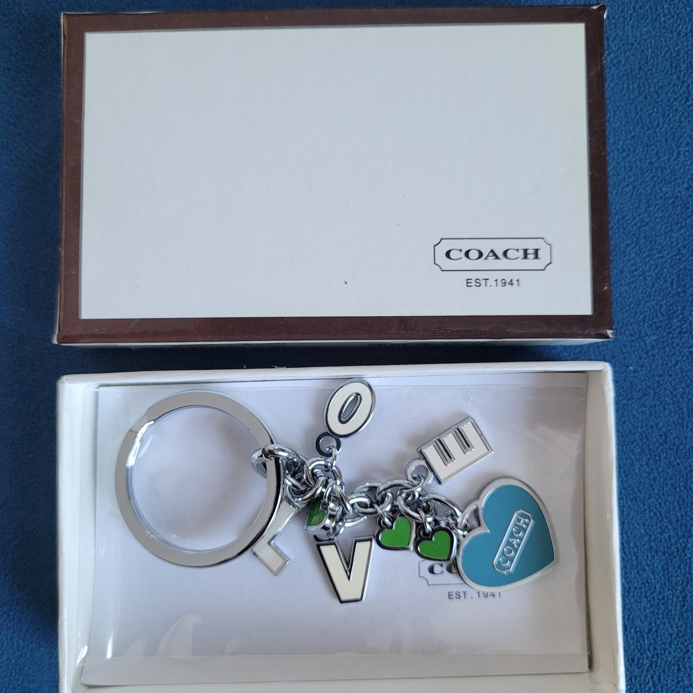 Coach LOVE Keychain with Blue and Green Accents